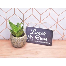 Lunch Break Hanging Sign - Be Back Soon Notice (Blackboard)