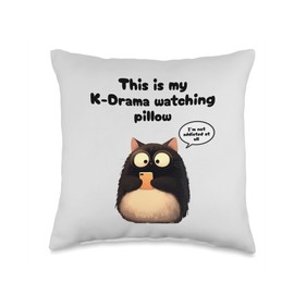 This is My Kdrama Watching Cat Merch Korean Merchandise Throw Pillow