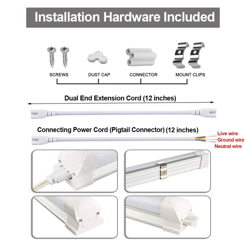 TRLIFE 8FT LED Light Fixtures 72W, 8FT LED Shop Light