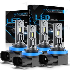 AQJ H11+H11 LED Headflight Combo Bulbs Light KIT AS For Can-Am Defender HD5 HD8 HD10
