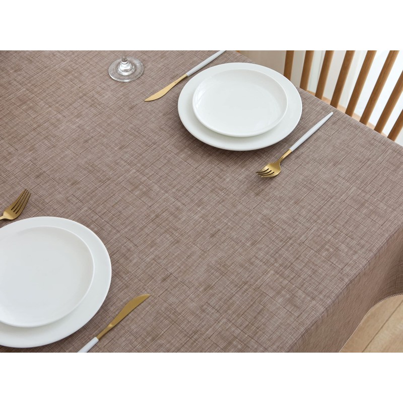 Pioggia Vinyl Tablecloth with Flannel Backing Rectangle Waterproof Oil-Proof Plastic