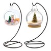 DELORIGIN 2pcs Ornament Display Stand Holder Glass Globe Black Iron