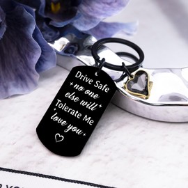 Cxulquvs Drive Safe Keychain for Him Unique Gifts for Boyfriend Husband Best Long Distance Relationship Gifts Ideas for Birthday Christmas Anniversary Valentines