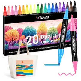 20 Textile Pens Dual Tip - Machine Washable and Permanent for T-Shirts, Fabric Bags, Shoes and More - Non-Toxic, Ideal for Children and Adults