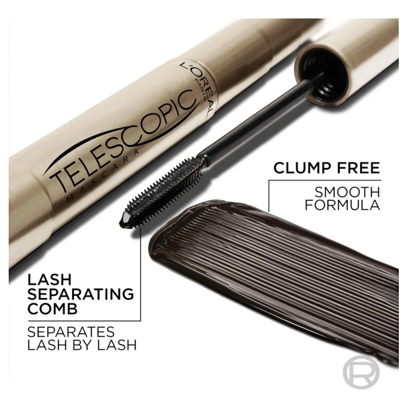 Máscara Telescópica L'oreal Paris, Color Negro Carbón, 0.27 Negro