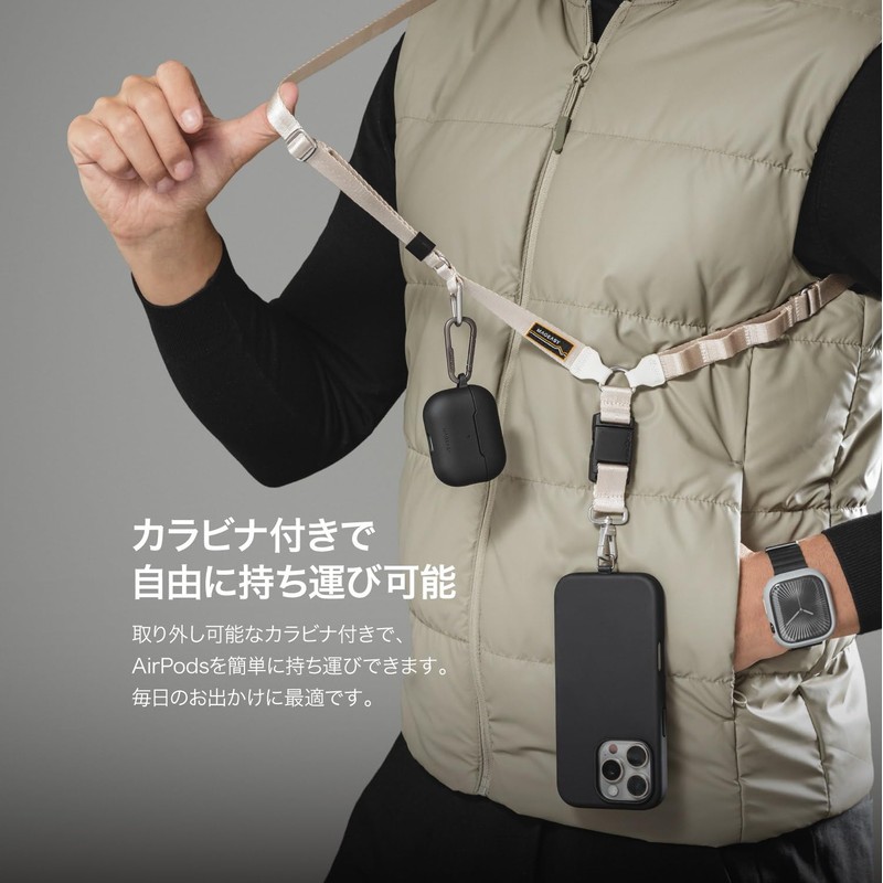 MagEasy AirPods 4 Compatible Case, Shockproof, Drop Prevention, Carabiner Included,