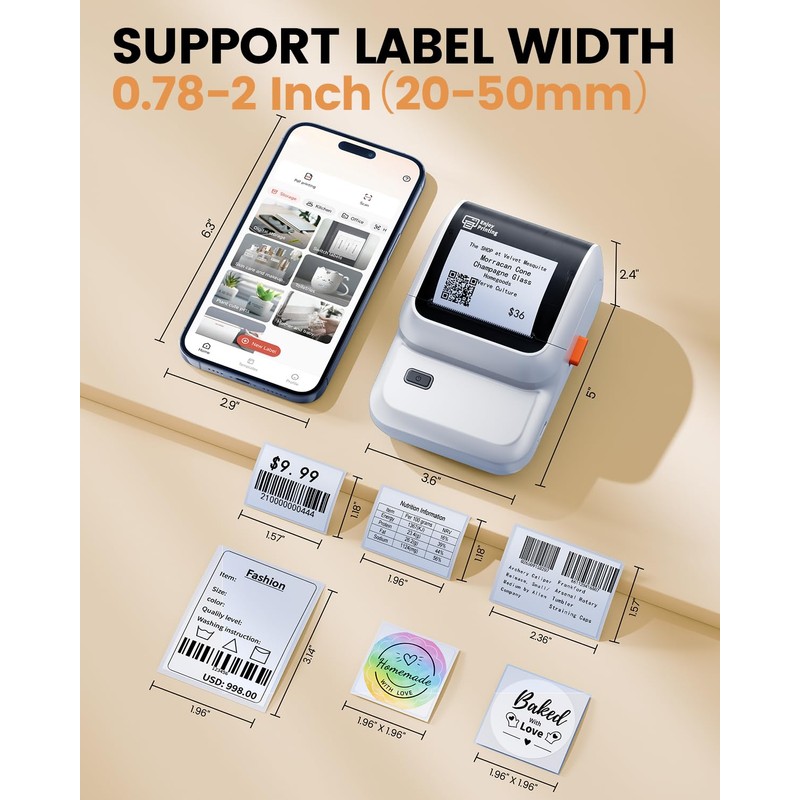 Ponek Label Maker Machine with 3 Tapes, M100 Bluetooth Label