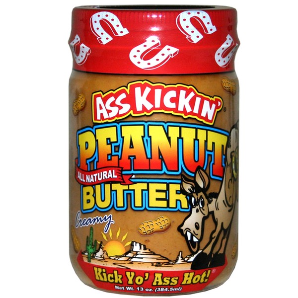 Ass Kickin' Creamy Peanut Butter with Habanero Pepper - 13 Ounces - Premium Gourmet All Natural Spicy Peanut Butter - Perfect Snack Packed with Protein