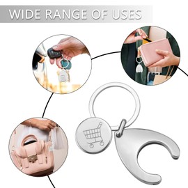 TNSLAND 2 Pcs Shopping Cart Token Car Key Chain Shopping Cart Key Chain Keychain Shopping Cart Keychain, Silver / black