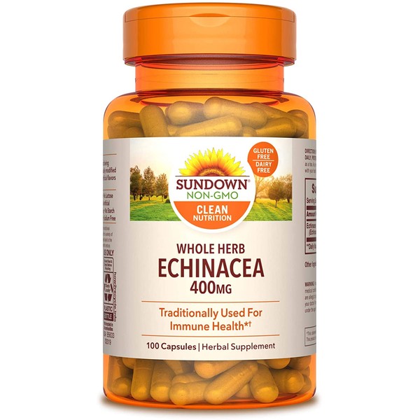 Whole Herb Echinacea by Sundown, Herbal Supplement, Supports Immune Health, 400 mg, 100 Capsules
