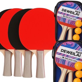 Portable Ping Pong Set – Premium Table Tennis Kit with 4 High-Performance Bats, 6 Balls & 2 Compact Carry Case – Indoor & Outdoor Ping Pong Paddle Set for Family, Kids & Adults