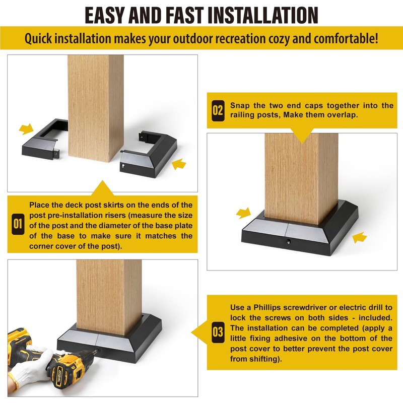 AECXM Deck Post Covers (2, Post 6″-Actual: 5.5″)