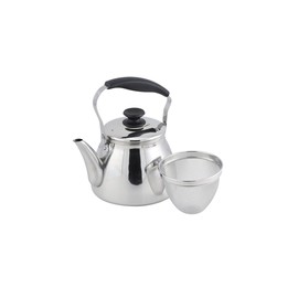 Pearl Metal Molty HB-5642 18-8 Stainless Steel Wide Mouth Kettle, 0.4 gal (1.6 L) with Tea Strainer, Compatible with All Heat Sources