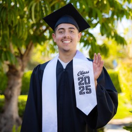 Endea Graduation Stole Class of 2025 With Classic Tips - Unisex Adult - 62" Long - Graduation Sash (White)