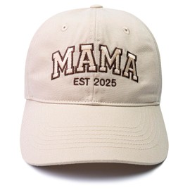 Mama EST 2025 Hat, New Mom Gift, Frist, Embroidered Mama Cap for Women, Gift for New Moms (US, Alpha, One Size, Cream)