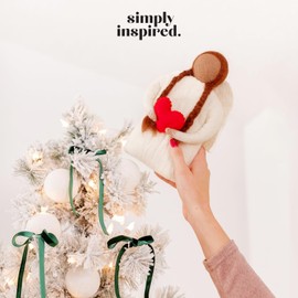 Handmade Felted Wool Guardian Angel Christmas Tree Topper Collection - Heirloom-Quality Peace Angels Xmas Tree Toppers - Versatile Holiday Ornament Christmas Decorations for The Home - White Angel