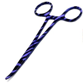 Heavy Duty 1 Each 5.5" Full Serrated Curved Hemostat Forceps Locking Clamps Stainless Steel (Purple Candy Swirls) by G.S Online Store