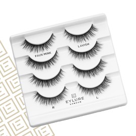 Eylure Luxe Faux Mink False Lashes - Natural Lavish, 4 Pairs Bonus Pack | Glue Included | 10 Wears