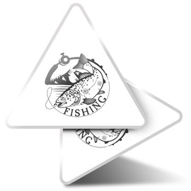 2 x Triangle Stickers 7.5cm - BW - Fishing Logo Equipment Carp Fish Fun Decals for Laptops,Tablets,Luggage,Scrap Booking,Fridges #40162