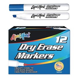 LIQUI-MARK Chisel Tip Dry Erase Markers, Blue (Pack of 12)