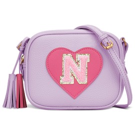 KKXIU Kids Purse Toddler Gifts for Girls and Women Vegan Leather Crossbody Bag with Tassel (Purple-N)