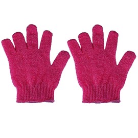 2 Pcs Shower Gloves, Exfoliating Gloves, Exfoliating Mitt, Exfoliating Body Scrub, Loofah Bath Gloves for Men, Women (Red)