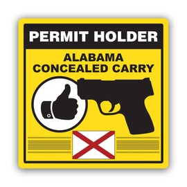 Yellow Alabama Concealed Carry Permit Holder CCW Sticker for Water Bottle Phone Tumbler Hard hat - Four Pack