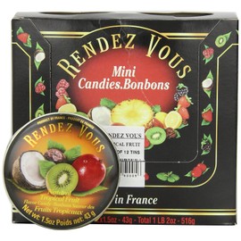 Rendez Vous, French Mini Candies, Tropical Fruit, 1.5 oz (Pack of 12)