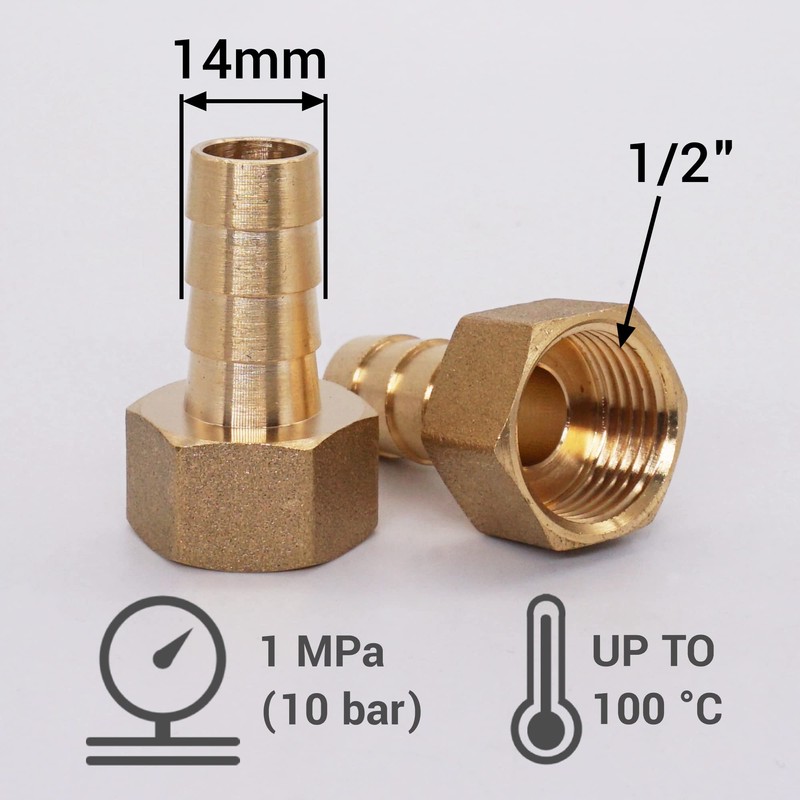 SKIR'CO 2 pieces female thread barb brass fitting 1/2 inch
