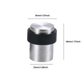 1PCS Cylindrical Floor Door Stopper, Solid Stainless Steel Door Stopper with Rubber Bumper，Brushed Gold