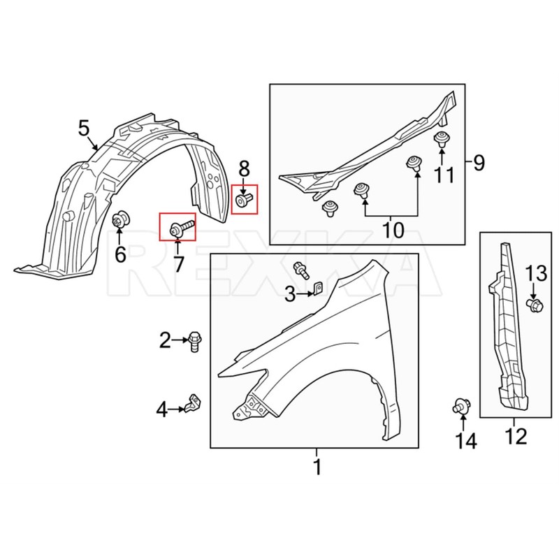 Rexka 20 Sets 5mm Fender Liner Bumper Cover Splash Shield