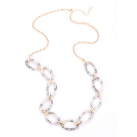 BVGA Long Necklaces for Women Acrylic Tortoise Link Necklace Leopard Print Metal Oval Resin Chain Link Acetate Collar Necklace, Resin, necklace