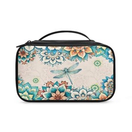 Tiasarato Portable Travel Cosmetic Bag for Women Dragonfly Makeup Bag Boho Mandala Makeup Travel Organizer,Travel Accessories