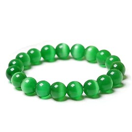 Fuqimanman2020 Healing Natural Stone Stretch Bracelet Strand Chakra Crystal Beaded Energy Reiki Spirituality for Women Conservancy Meditation Protection Jewelry-Green 12MM