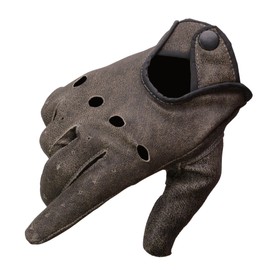 Men's Distressed Grey Men's Leather Driving Glove w/Wrist Snap (Medium)