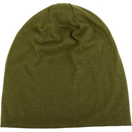 styleBREAKER Beanie With All-Over Glitter In Single Colours, Slouch Long Beanie Glitter Hat, Ladies 04024117, Color Green