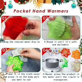 Reusable Snap Heat Pack, Hand Warmers Click, Hand Warmers Boil Click Heat Pocket Hand Warmer, Pouch Gel Hand Warmers for Camping for Outdoor, Indoor, Working, Studying(Christmas Star)
