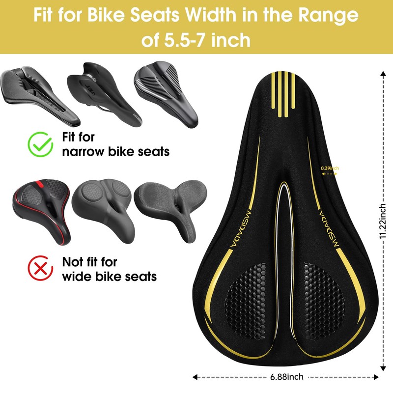 MSDADA - Funda acolchada de gel para asiento de bicicleta,