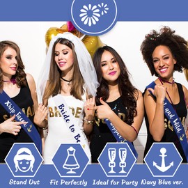 STAY GENT Hen Party Sashes 7 Pieces Bride to Be Sash with 1 Piece White Bride to Be Sash + 6 Pieces Blue Sash Hen Night Bridesmaid Bride Shower Bachelorette Party