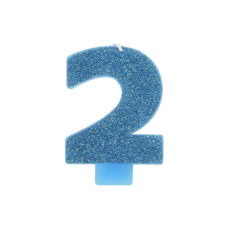 #2 Glitter Birthday Candle | Caribbean Blue | Party Supply