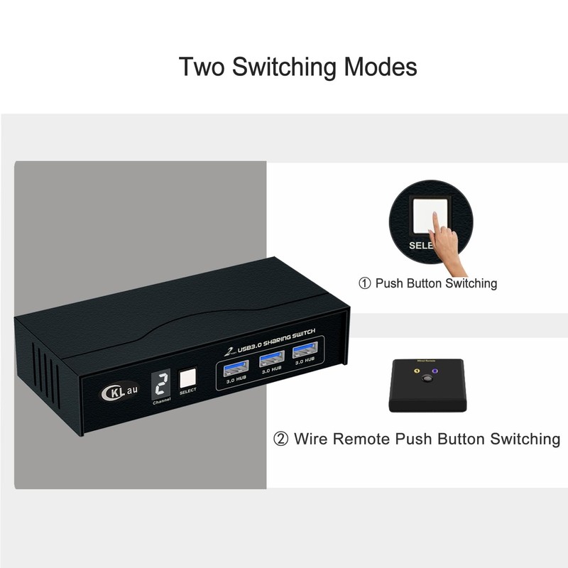 CKLau USB 3.0 Sharing Switch Selector for 2 Computers Share