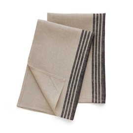 Solino Home Linen Kitchen Towels Set of 2 – Black and Natural 17 x 26 Inch – 100% Pure Linen Farmhouse Kitchen/Tea Towels– Machine Washable and Handcrafted from European Flax