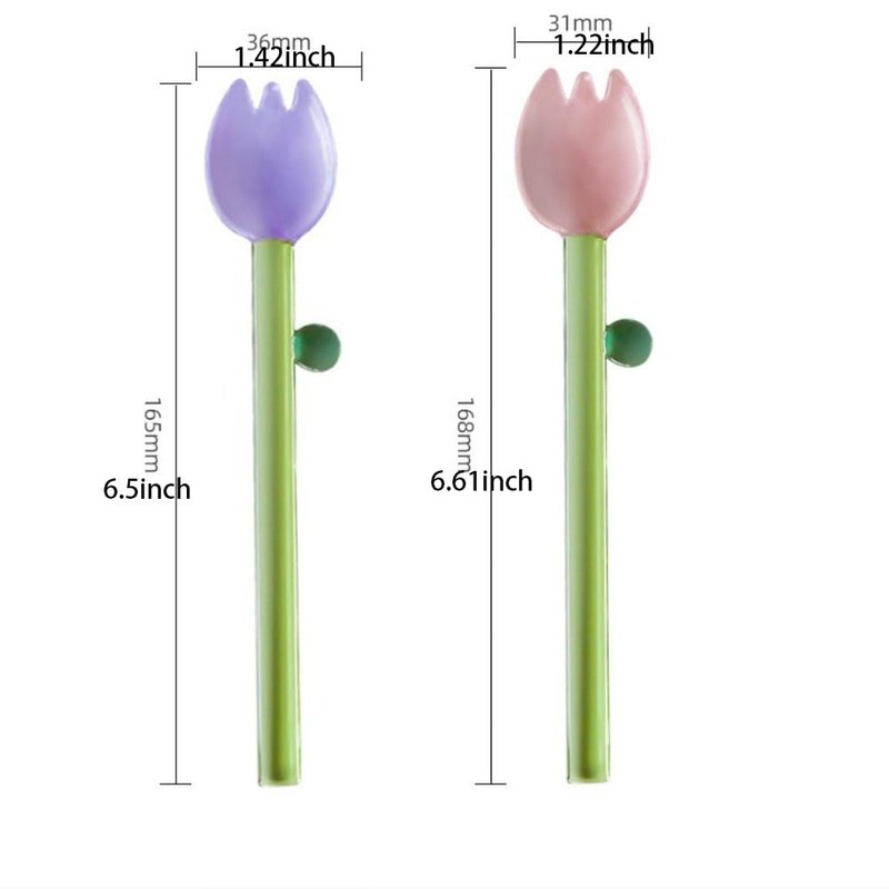 Dessert Spoon Heat Resistant Exquisite Colored Long Handle Glass Spoon