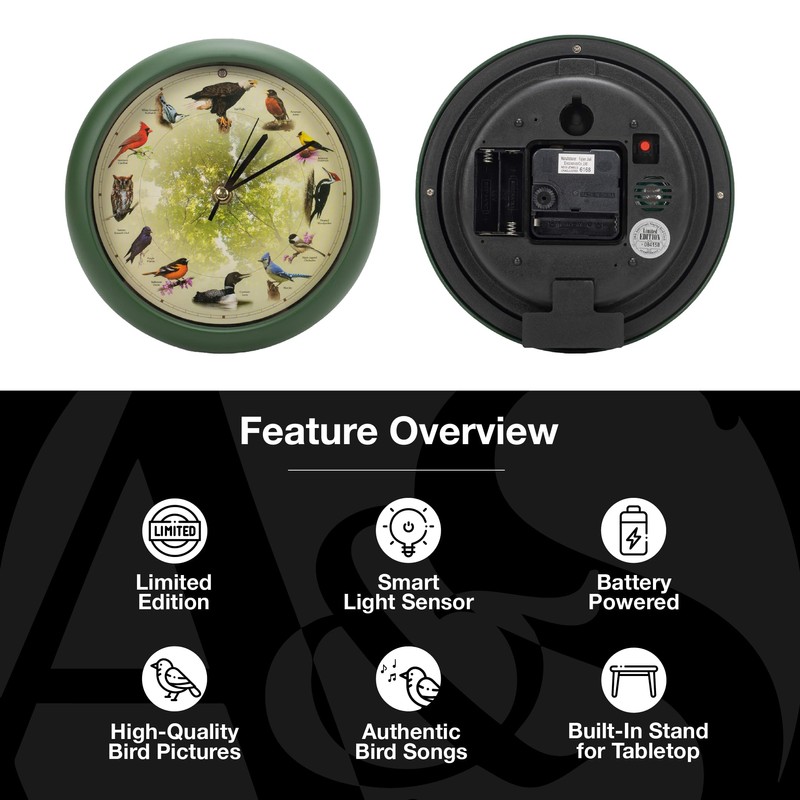 Mark Feldstein Limited Edition 20th Anniversary Singing Bird Wall/Desk Clock,