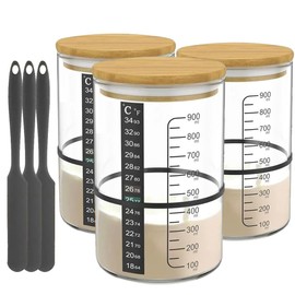 BRIRILINE Pro Sourdough Bread Starter Kit - 34 oz sourdough jar with 5 unique features for the perfect sour dough bread & sourdough starter kit - baking supplies (34oz-3pack)