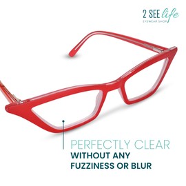 Red Funky Cat Eye Reading Glasses for Women with Sturdy Design - Spring Hinges Half Frame Cateye Women's Readers - Trendy for all Face Shapes Fashion Readers for Women - Cheaters Reading Glasses 1.0