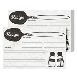 50 Blank Kitchen Recipe Cards – Double Sided Print Index Cards, Thick Sturdy 100lb Cardstock – Organize Your Cooking Weddings, Baby and Bridal Showers, Birthdays, Graduations, Mother's Day – 4" x 6"