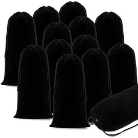 12 Pcs Shoe Bags for Travel Shoe Dust Bags Black Duster Flannel Pouch Washable Covers with Drawstring Breathable for Home Luggage, 8 x 18 Inch