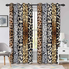 Pnylzzyxh Wild Animals Print Blackout Curtains 63 Inches Length 2 Panels Leopard Window Drapes for Bedroom Cheetah Print Living Room Window Curtains Grommet Room Darkening Thermal Insulated 42x63