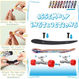 Civaner 10 Pack DIY Kids Finger Skateboard Set with Box and Replacement Accessories, Mini Collectible Fingerboard, Finger Toy Kit, School Gifts for Kids Children Finger Skater